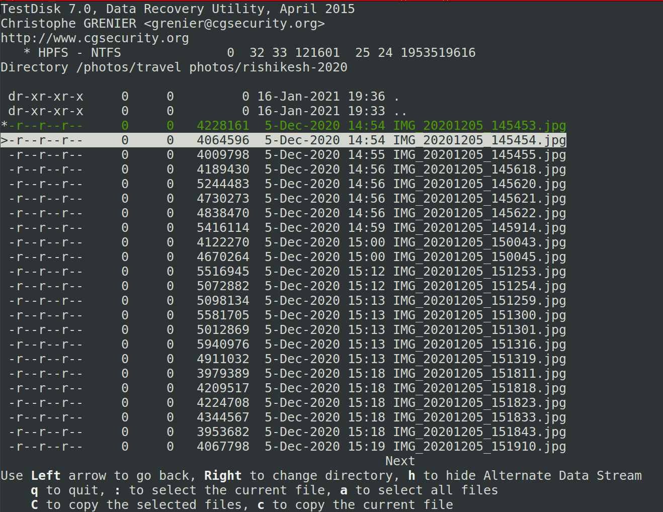 Select copy deleted files